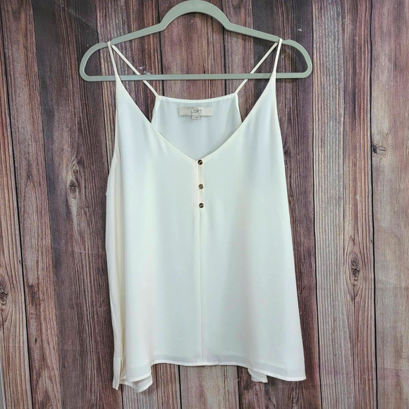 LOFT Tops - Women's Size LARGE LOFT ANN TAYLOR Ivory Trapeze Tank Gold Buttons